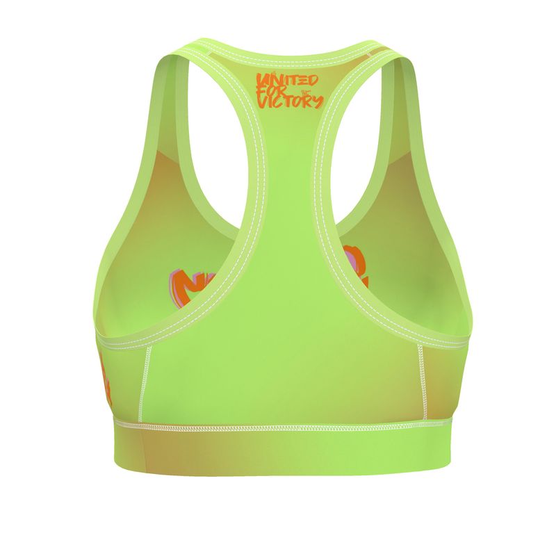 OS VMC women's lime green and orange sports bra