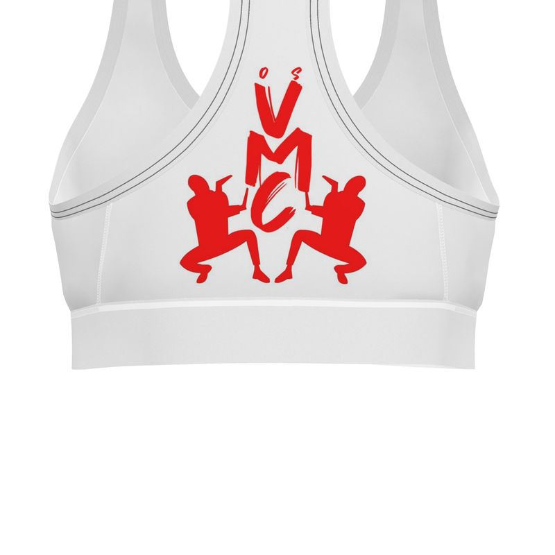 OS VMC women's red and white sports bra