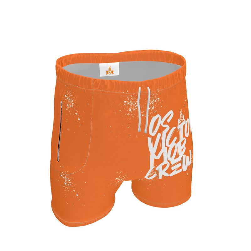 OS VMC Men's orange and white sweat shorts