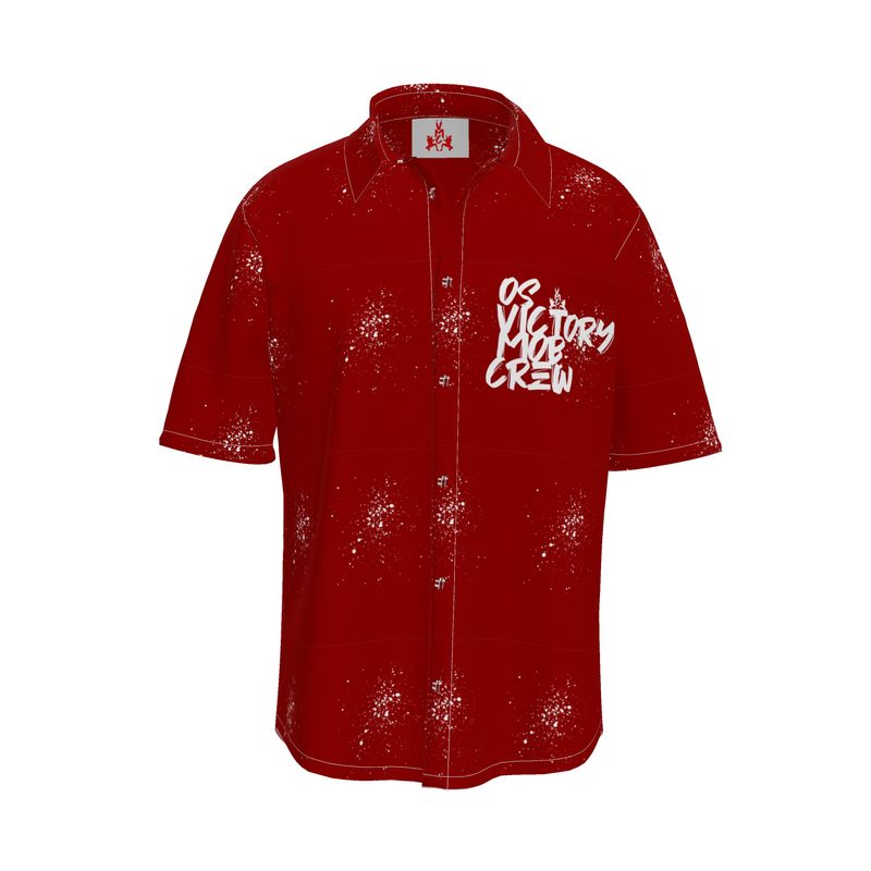 OS VMC Men's cherry red and white short sleeve shirt