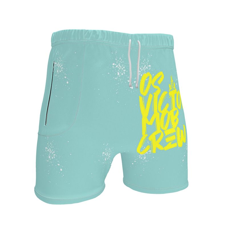OS VMC Men's light blue and yellow sweat shorts
