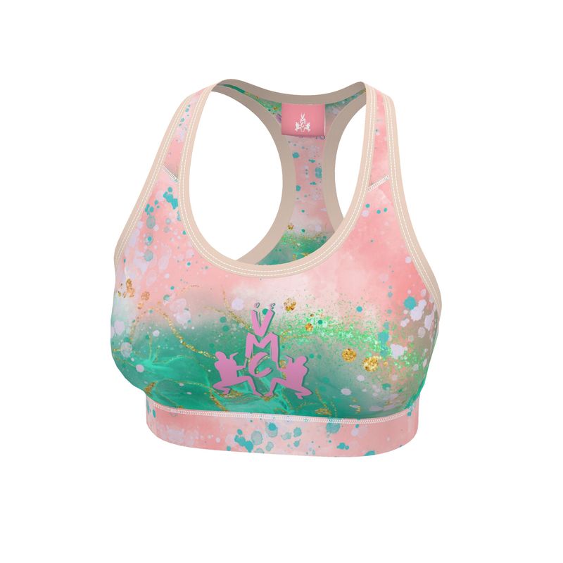 OS VMC women's pink and green sports bra