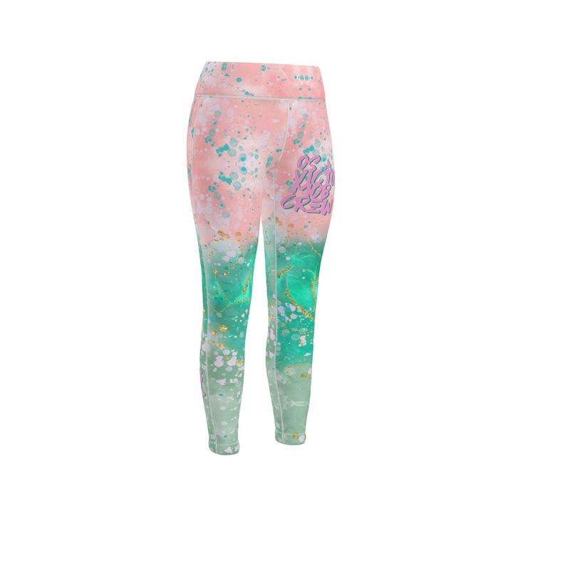 OS VMC women's pink and green sports leggings