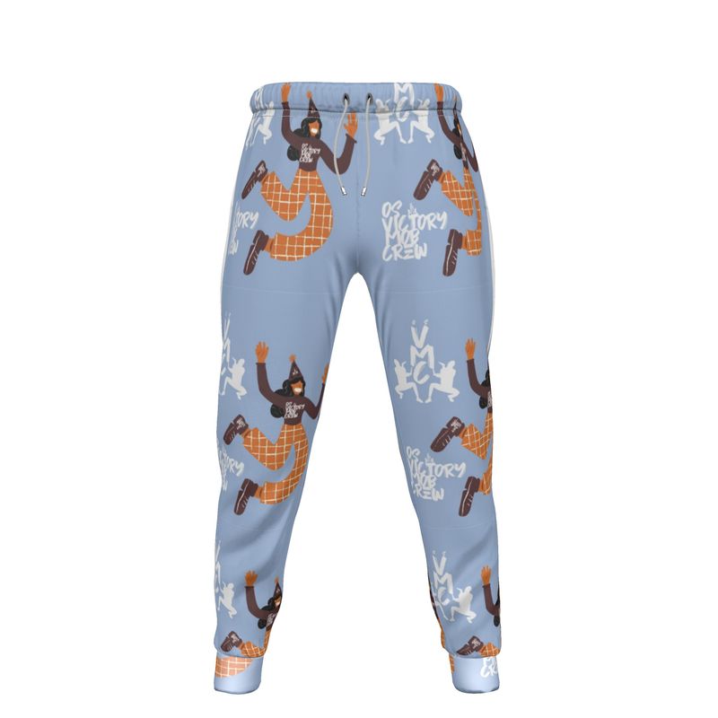 OS VMC Unisex blue and brown pattern jogging bottoms